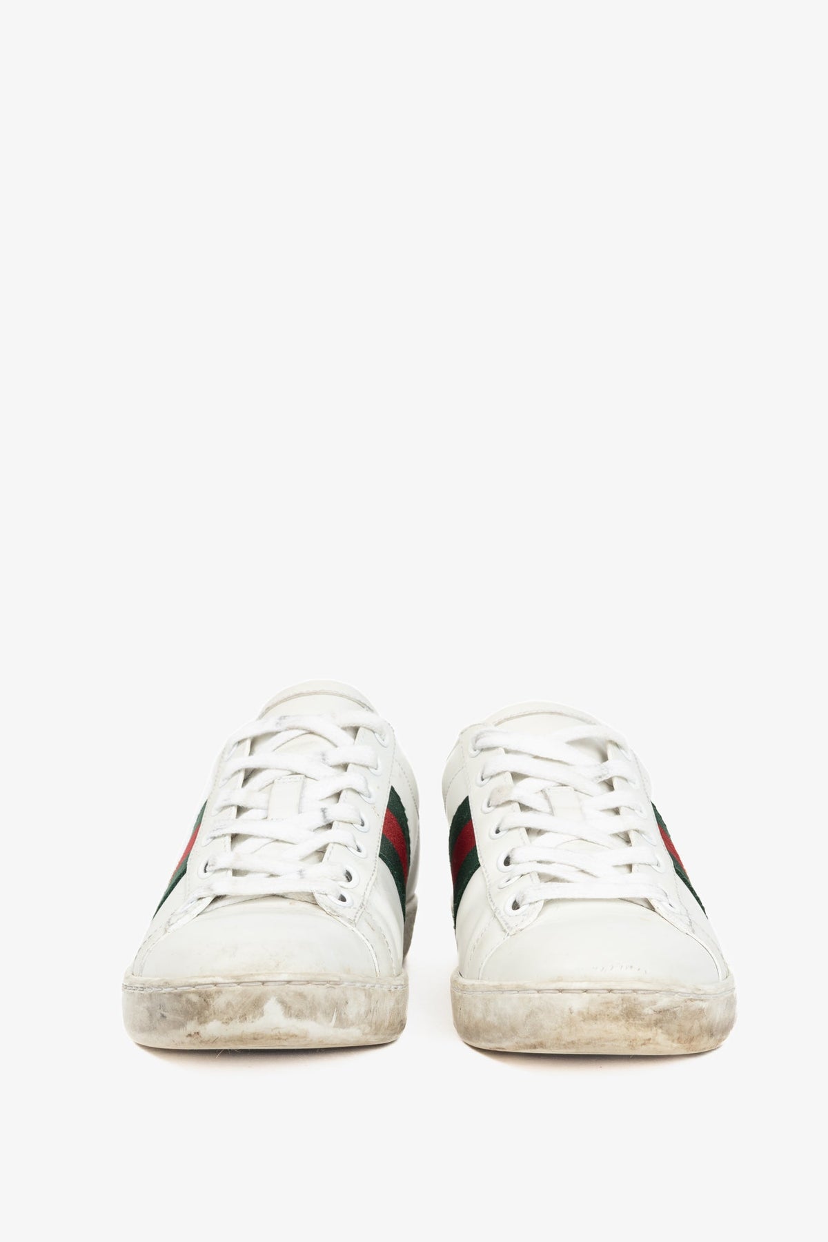 Gucci Ace Bee White Leather Lace-Up Sneakers