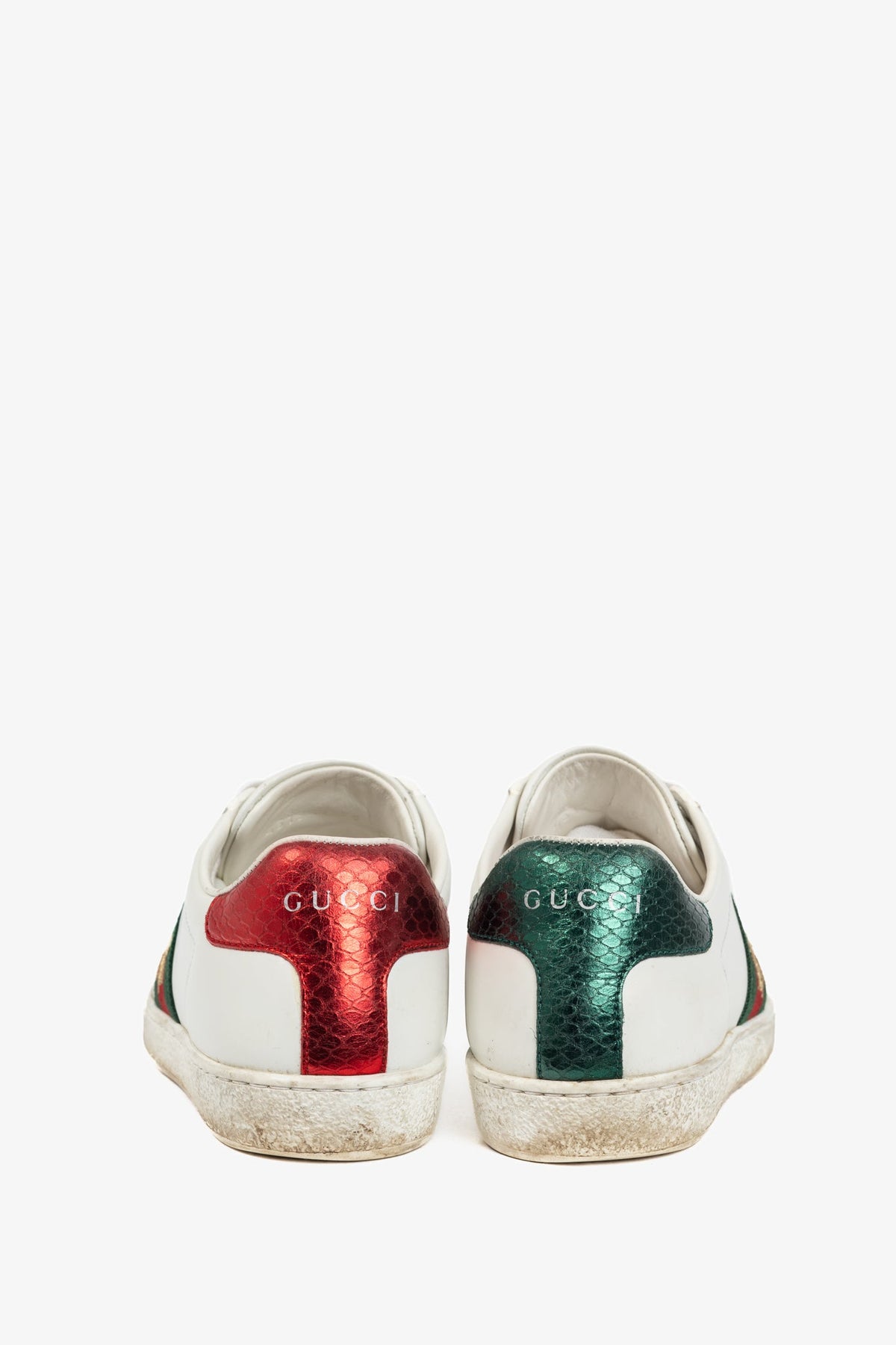 Gucci Ace Bee White Leather Lace-Up Sneakers