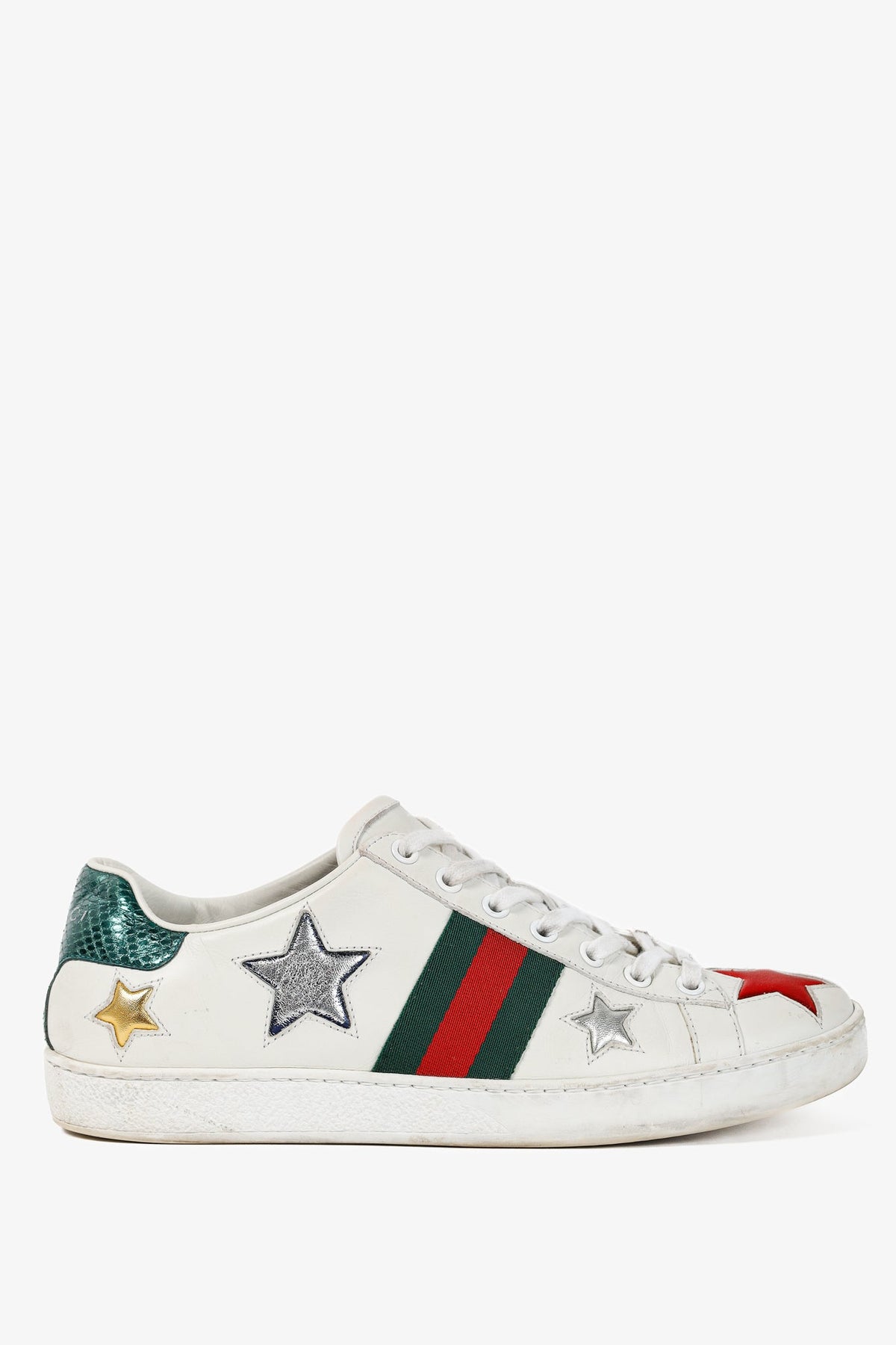 Gucci Ace Stars White Leather Low-Top Sneakers