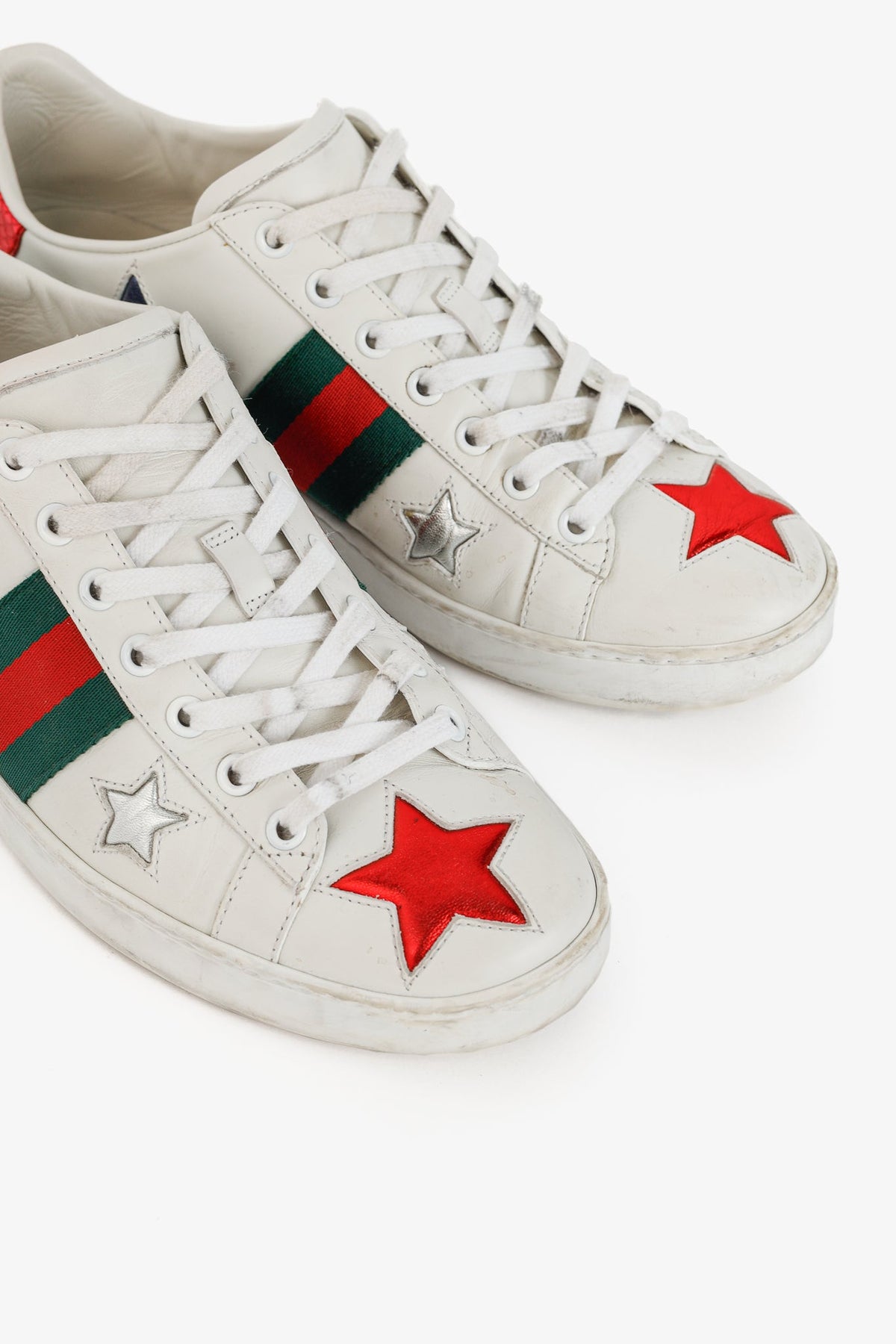 Gucci Ace Stars White Leather Low-Top Sneakers