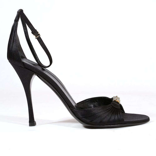 Gucci Women's Shoes Black Satin Evening Sandals