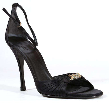 Gucci Women's Shoes Black Satin Evening Sandals