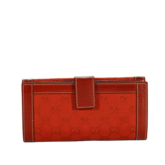 Gucci Women's Wallet Large GG logo fabric & leather Checkbook Red 231839