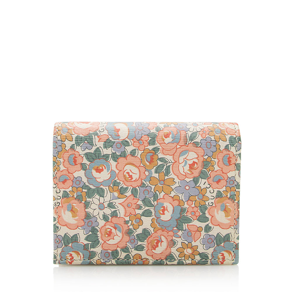 Gucci X Liberty of London Floral Calfskin Horsebit 1955 Abbey Card Case (SHF-21950)