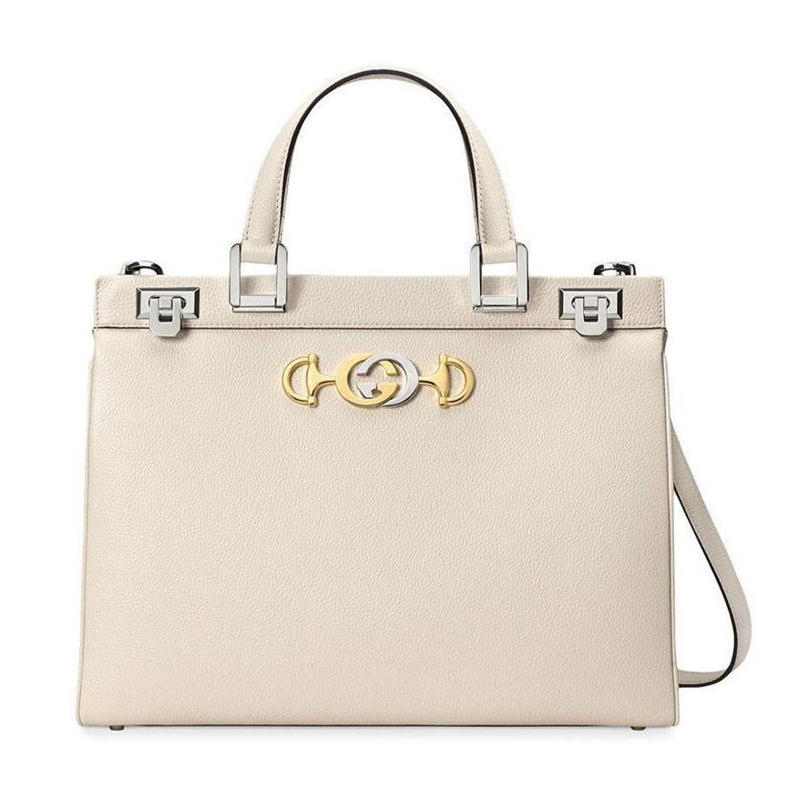 Gucci Zumi Handbag Women's White MEDIUM Full Grain Calf-Skin Leather Shoulder Bag (GG2054)