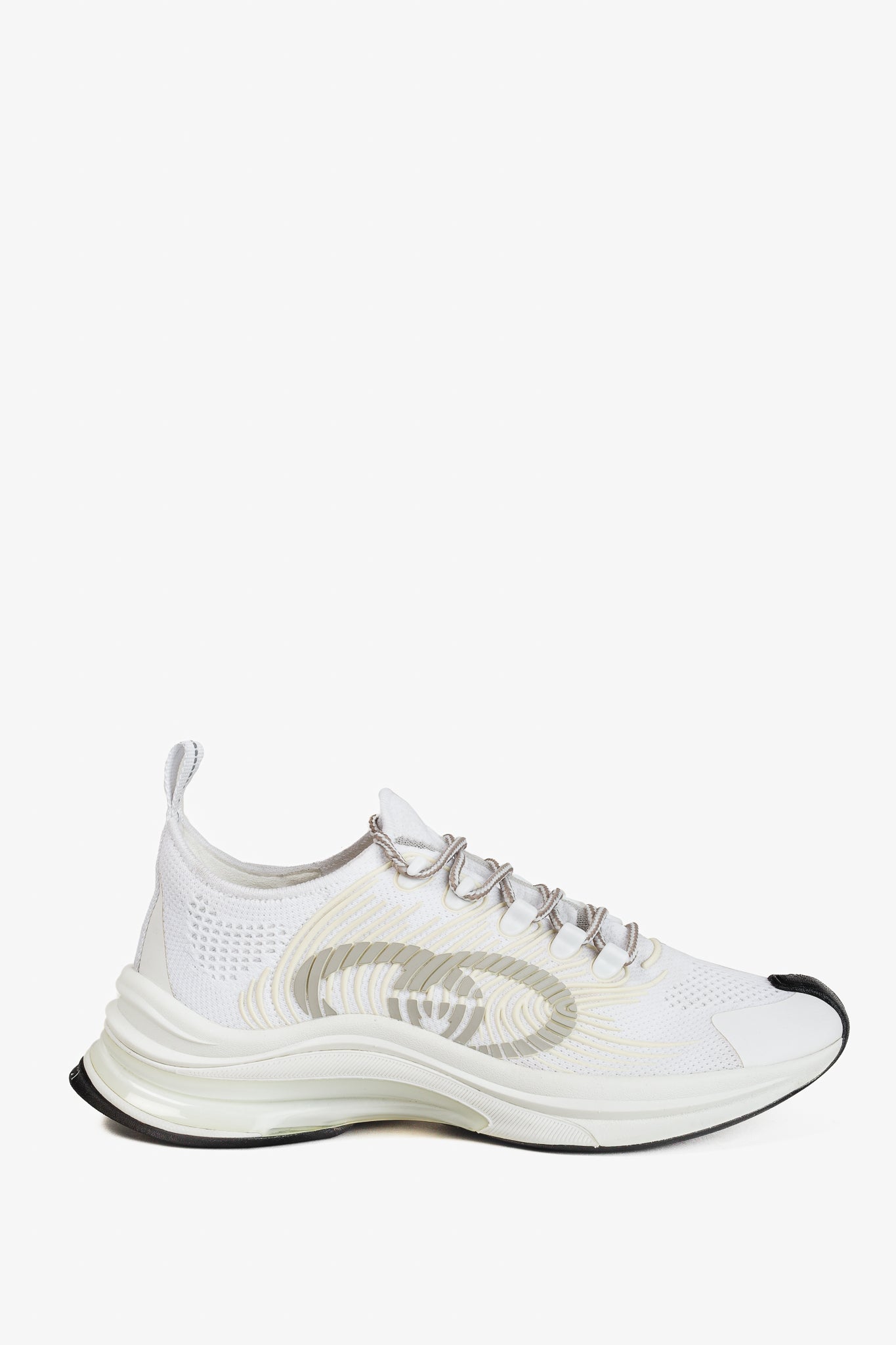 Gucci Run White Knit Logo Lace-Up Sneakers