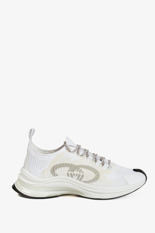 Gucci Run White Knit Logo Lace-Up Sneakers