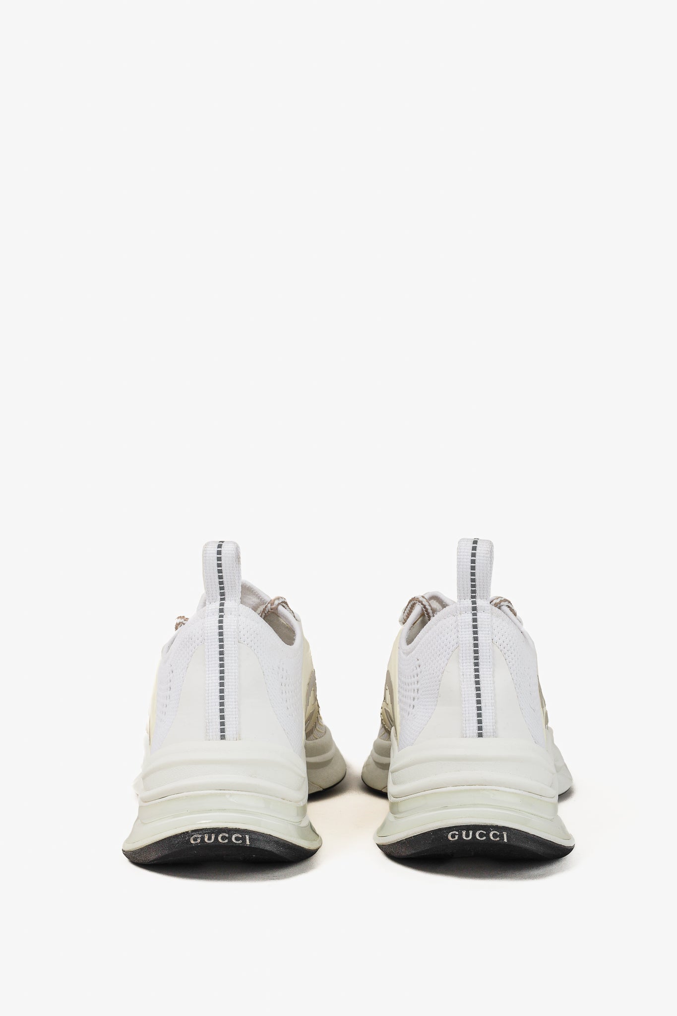 Gucci Run White Knit Logo Lace-Up Sneakers