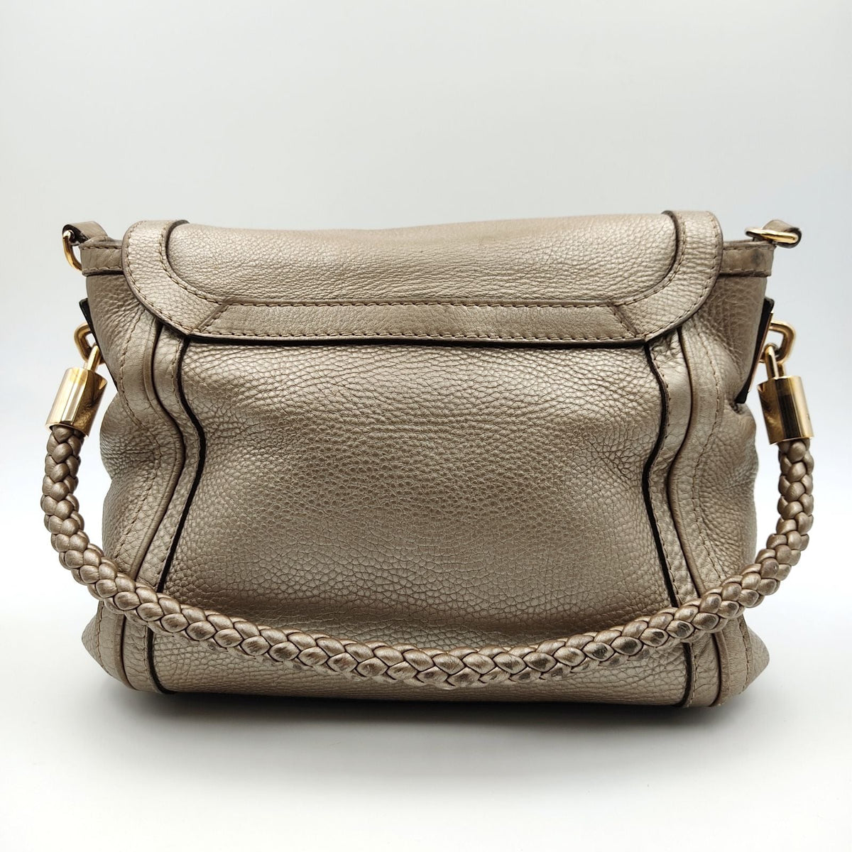 GUCCI Bamboo shoulder bag in platinum leather