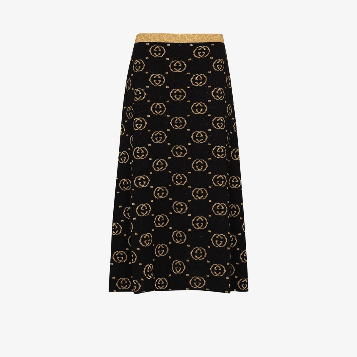 GUCCI GG Jacquard Lamé Wool Skirt
