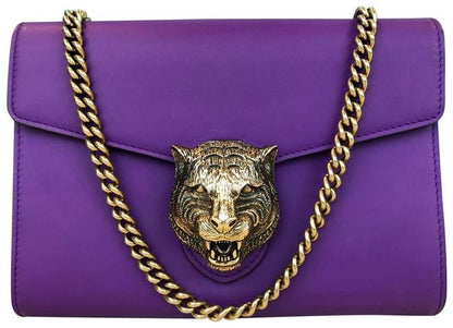 GUCCI Animalier Tiger Head Chain Crossbody Bag