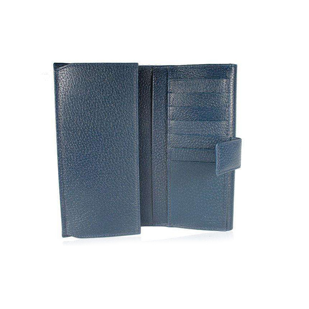 Gucci wallet Women's leather large check book style Navy 231843