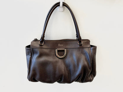 GUCCI BLACK LEATHER D-RING  BAG