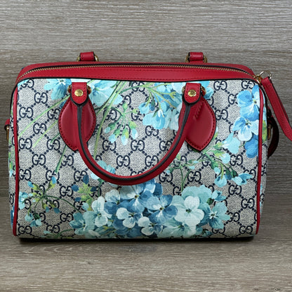 Gucci Blue Bloom GG Coated Canvas Small Boston Bag