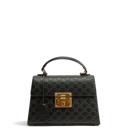 GUCCI Guccissima Top Handle Padlock Bag - Black
