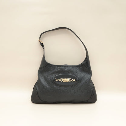 Gucci Black GG Guccissima Punch Hobo Bag