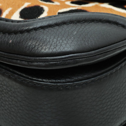 Gucci Bicolor Calf Hair Leopard Print New Bamboo Top Handle Medium Bag