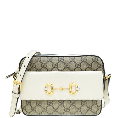 Gucci Bicolor GG Supreme 1955 Horsebit Small Shoulder Bag
