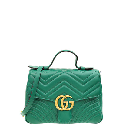 Gucci Green GG Marmont Top Handle Small Bag