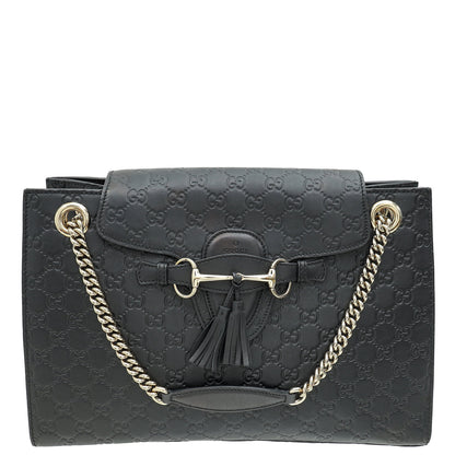 Gucci Black GG Guccissima Emily Large Shoulder Bag