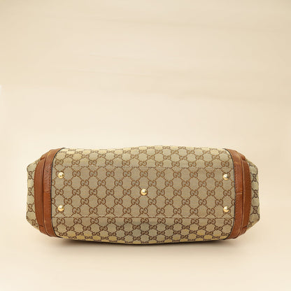 Gucci Brown GG Monogram Cellarius Large Bella Top Handle Bag