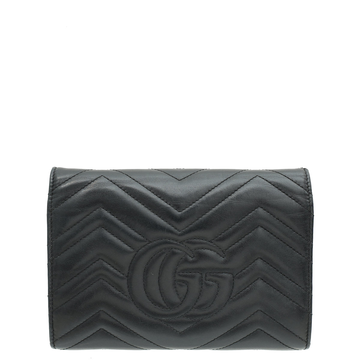 Gucci Black GG Marmont Super Mini Wallet on Chain
