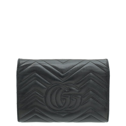 Gucci Black GG Marmont Super Mini Wallet on Chain