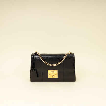 Gucci Black Python Padlock Medium Shoulder Bag