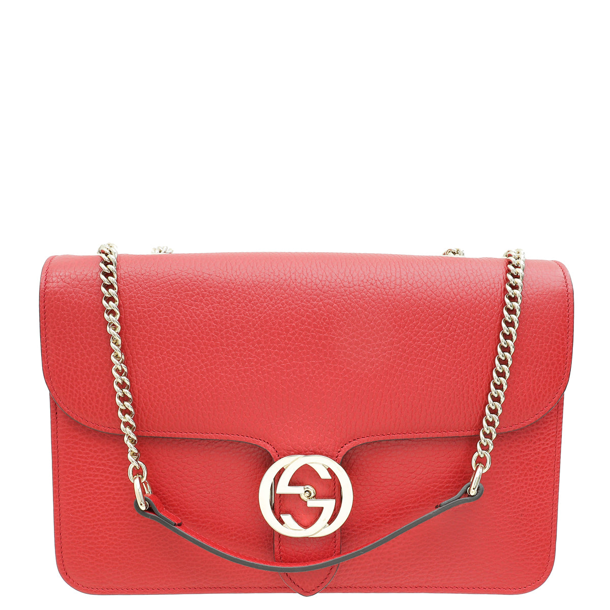 Gucci Red Interlocking G Flap Medium Shoulder Bag