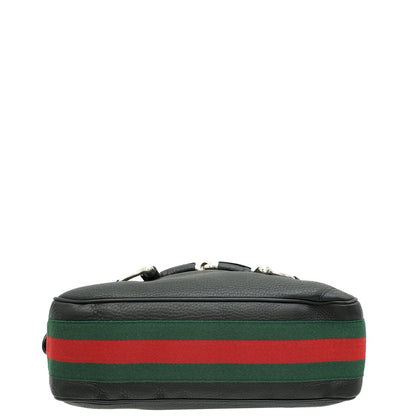 Gucci Black Vintage Web Horsebit Heritage Hobo Bag
