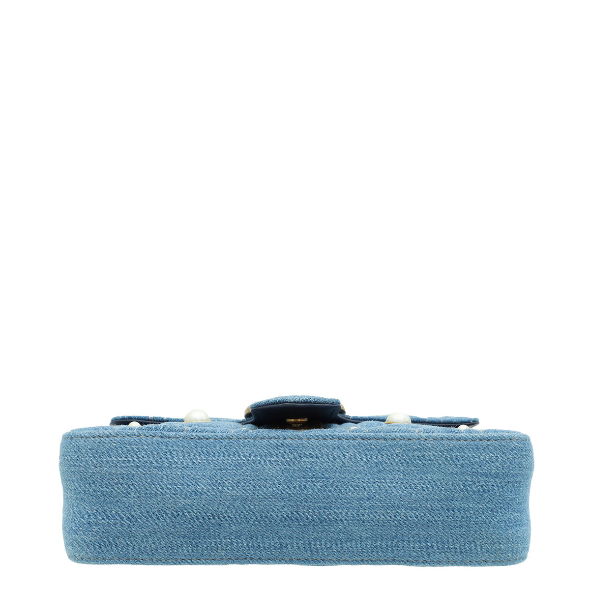 Gucci Blue GG Denim Marmont Pearl Mini Shoulder Bag