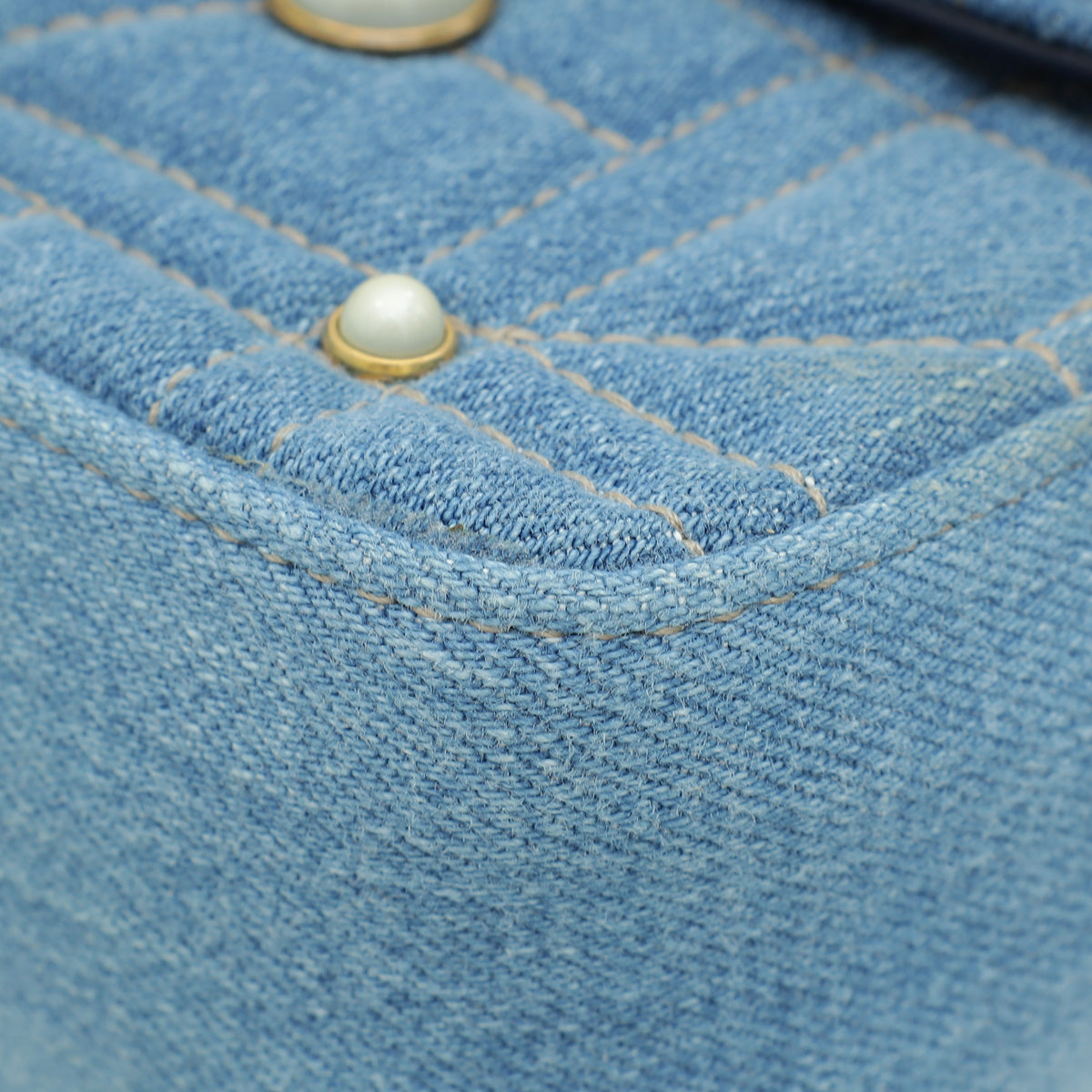 Gucci Blue GG Denim Marmont Pearl Mini Shoulder Bag