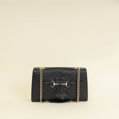 Gucci Balck Guccissima Emily Medium Shoulder Bag