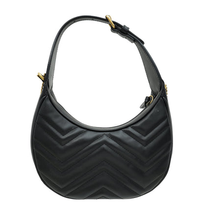 Gucci Black GG Marmont Chain Hobo Shoulder Bag