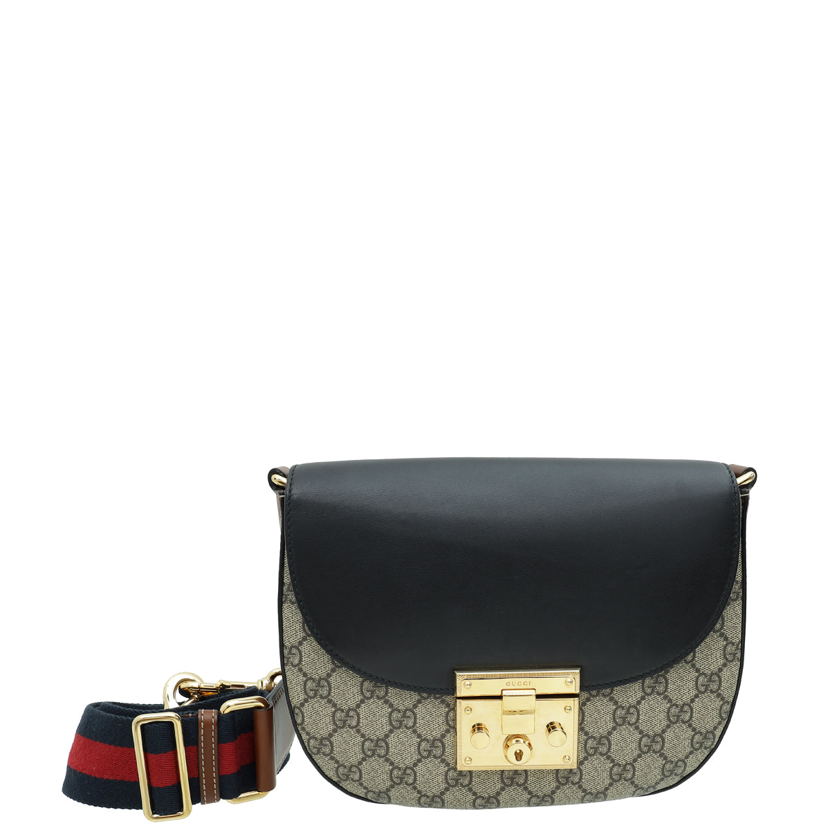 Gucci Multicolor GG Supreme Web Padlock Messenger Medium Bag