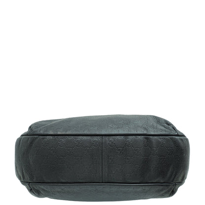 Gucci Black Guccissima New Web Large Hobo Bag