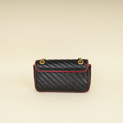 Gucci Black Torchon GG Marmont Medium Shoulder Bag