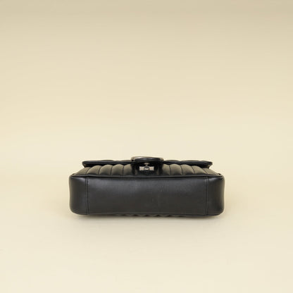 Gucci Black Mix Quilt GG Marmont Medium Shoulder Bag