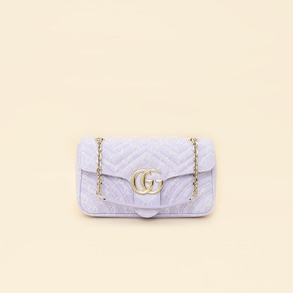 Gucci Lilac GG Denim GG Marmont Medium Shoulder Bag