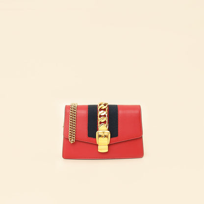 Gucci Red Super Mini Sylvie Chain Bag