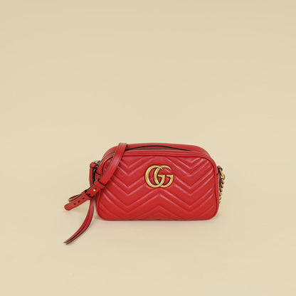 Gucci Red GG Marmont Camera Small Bag