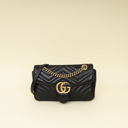 Gucci Black GG Marmont Small Shoulder Bag