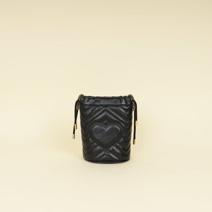 Gucci Black GG Marmont Small Bucket Bag