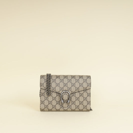 Gucci Ebony GG Supreme Dionysus Wallet on Chain