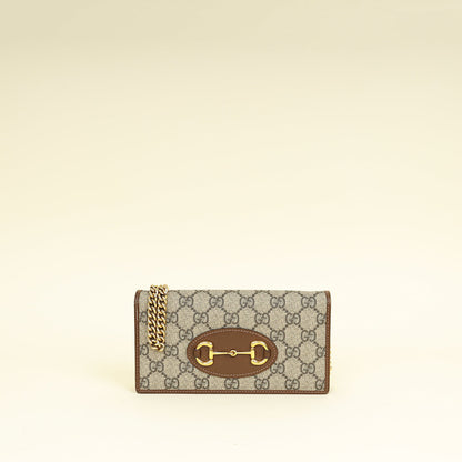 Gucci Bicolor GG Supreme Horsebit 1995 Wallet on Chain