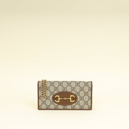 Gucci Bicolor GG Supreme Horsebit 1995 Wallet on Chain