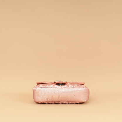 Gucci Pink Sequins GG Marmont Flap Small Shoulder Bag