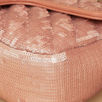 Gucci Pink Sequins GG Marmont Flap Small Shoulder Bag