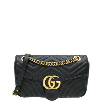 Gucci Black GG Marmont Matelasse Small Shoulder Bag