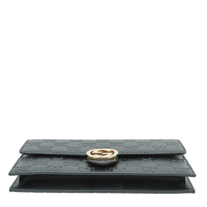 Gucci Black GG Signature Chain Wallet